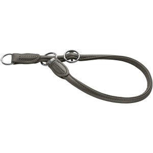 Hunter Obroża półzaciskowa Round & Soft ze skóry bydlęcej szara