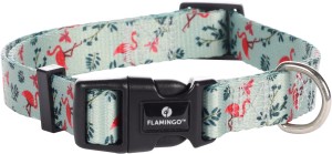 Flamingo Obroża dla psa Samar jasnozielona we flamingi