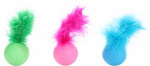 Flamingo Zabawka dla kota piłka z piórkami