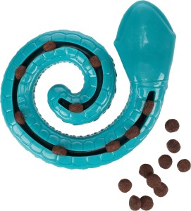 Flamingo Zabawka na smaczki dla psa wąż rolled turkusowy