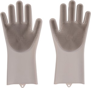 Flamingo Silikonowe rękawice do mycia psa Gloves szare
