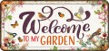 Flamingo Metalowa tabliczka "Welcome To My Garden" 31,8x15,2