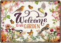 Flamingo Metalowa tabliczka "Welcome To My Garden" 21x14,8