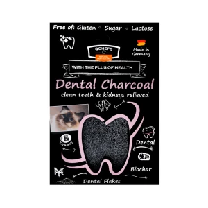 QCHEFS Dental Charcoal – płatki dentystyczne z węglem roślinnym dla kota 70 g