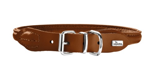 Hunter Obroża Round &amp; Soft Elk koniak ze skóry łosia