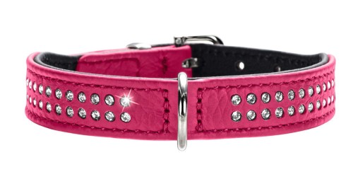 Hunter Obroża Diamond Petit różowo/czarna ze skóry bydlęcej- nappa