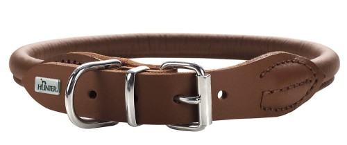 Hunter Obroża Round &amp; Soft brązowa ze skóry bydlęcej