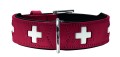 Hunter Obroża Swiss czerwono/ czarna ze skóry bydlęcej