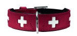 Hunter Obroża Swiss czerwono/ czarna ze skóry bydlęcej 