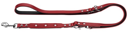 Hunter Smycz przepinana Magic Star czerwono/czarna ze skóry bydlęcej